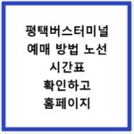 평택버스터미널 예매 방법 노선 시간표 확인하고 홈페이지 바로가기