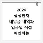 2026 삼성전자 배당금 내역과 입금일 직접 확인하는 방법