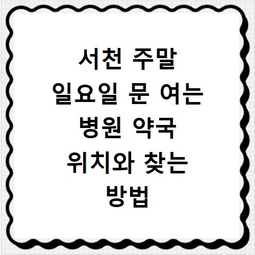 서천 주말 일요일 문 여는 병원 약국 위치와 찾는 방법 총정리