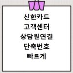 신한카드 고객센터 상담원연결 단축번호 빠르게 찾기
