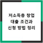 저소득층 창업 대출 조건과 신청 방법 정리
