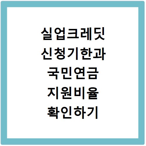 실업크레딧 신청기한과 국민연금 지원비율 확인하기
