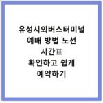 유성시외버스터미널 예매 방법 노선 시간표 확인하고 쉽게 예약하기