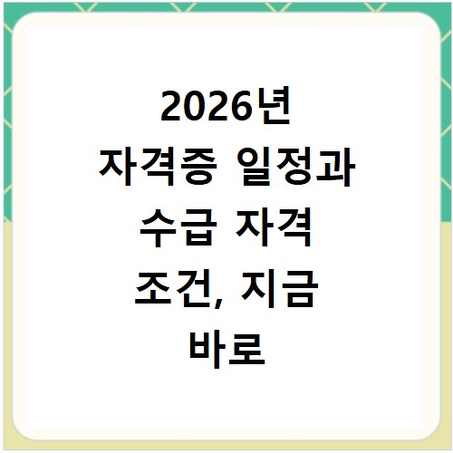 2026년 자격증 일정과 수급 자격 조건, 지금 바로 확인하세요
