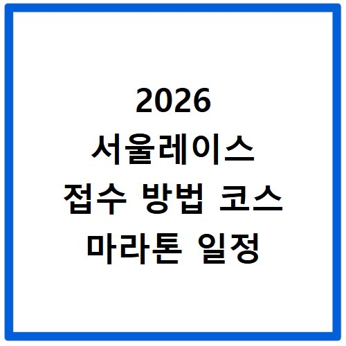 2026 서울레이스 접수 방법 코스 마라톤 일정