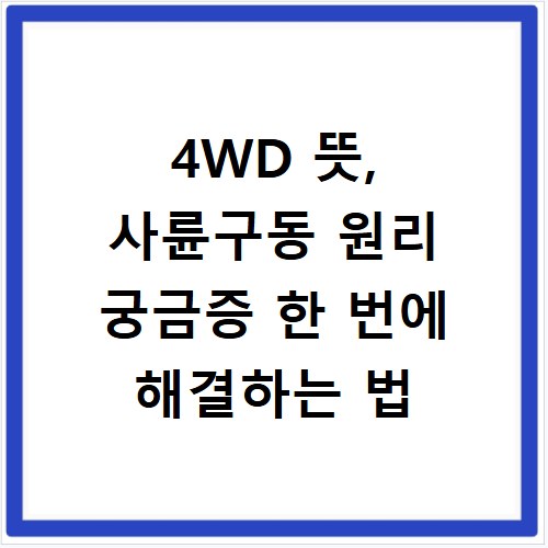4WD 뜻, 사륜구동 원리 궁금증 한 번에 해결하는 법
