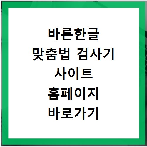 바른한글 맞춤법 검사기 사이트 홈페이지 바로가기