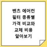 벤츠 에어컨 필터 종류별 가격 비교와 교체 비용 알아보기