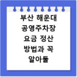 부산 해운대 공영주차장 요금 정산 방법과 꼭 알아둘 주의사항