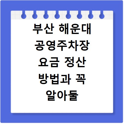부산 해운대 공영주차장 요금 정산 방법과 꼭 알아둘 주의사항