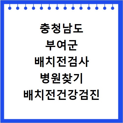충청남도 부여군 배치전검사 병원찾기 배치전건강검진 항목 비용조회