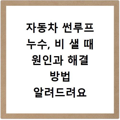 자동차 썬루프 누수, 비 샐 때 원인과 해결 방법 알려드려요