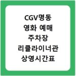 CGV명동 영화 예매 주차장 리클라이너관 상영시간표 확인 방법