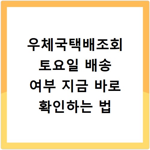 우체국택배조회 토요일 배송 여부 지금 바로 확인하는 법