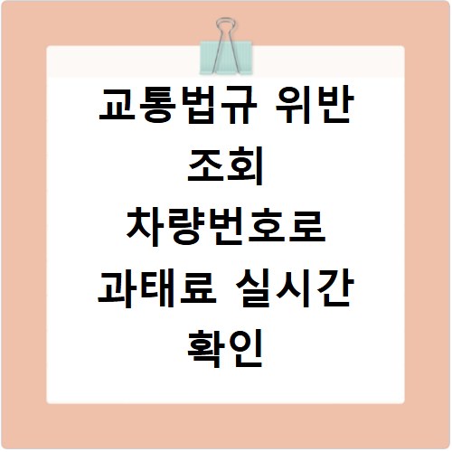 교통법규 위반 조회 차량번호로 과태료 실시간 확인 방법