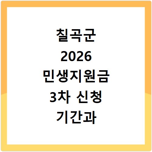 칠곡군 2026 민생지원금 3차 신청 기간과 방법 알아보기