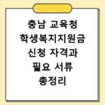 충남 교육청 학생복지지원금 신청 자격과 필요 서류 총정리