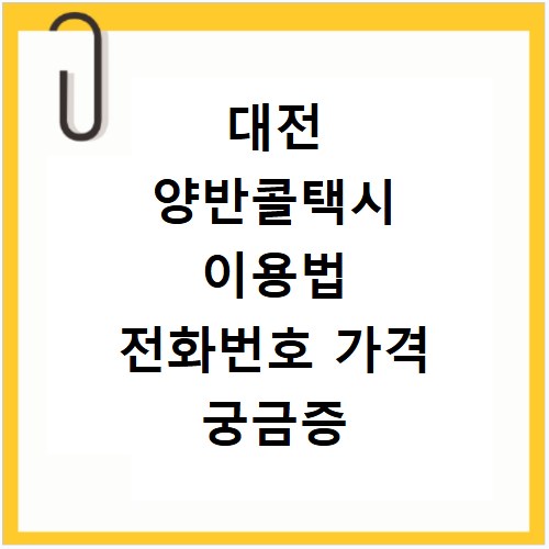 대전 양반콜택시 이용법 전화번호 가격 궁금증 시원하게 해결해요
