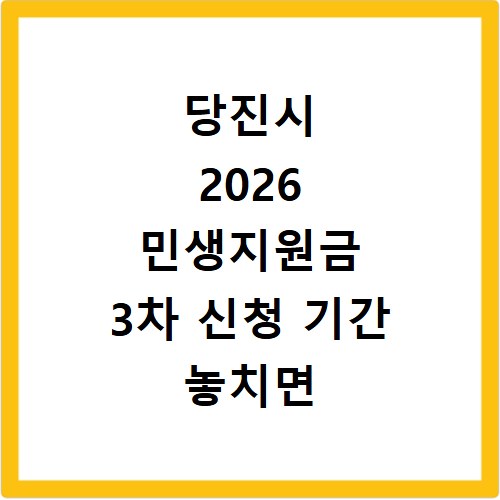 당진시 2026 민생지원금 3차 신청 기간 놓치면 후회해요