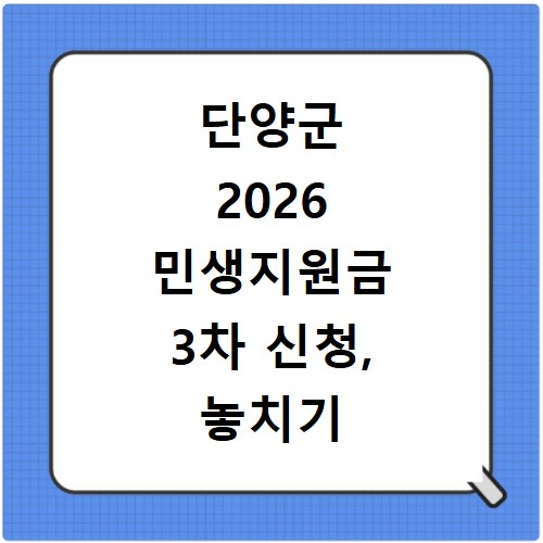 단양군 2026 민생지원금 3차 신청, 놓치기 전에 서두르세요