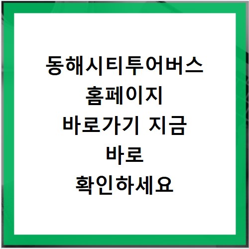 동해시티투어버스 홈페이지 바로가기 지금 바로 확인하세요