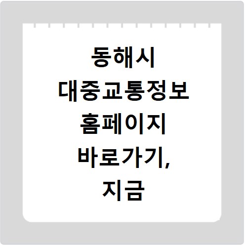 동해시 대중교통정보 홈페이지 바로가기, 지금 바로 확인하세요