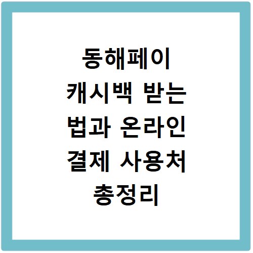 동해페이 캐시백 받는 법과 온라인 결제 사용처 총정리