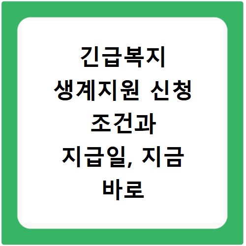 긴급복지 생계지원 신청 조건과 지급일, 지금 바로 확인하세요