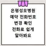 은평성모병원 예약 전화번호 변경 확인 전화로 쉽게 알아봐요