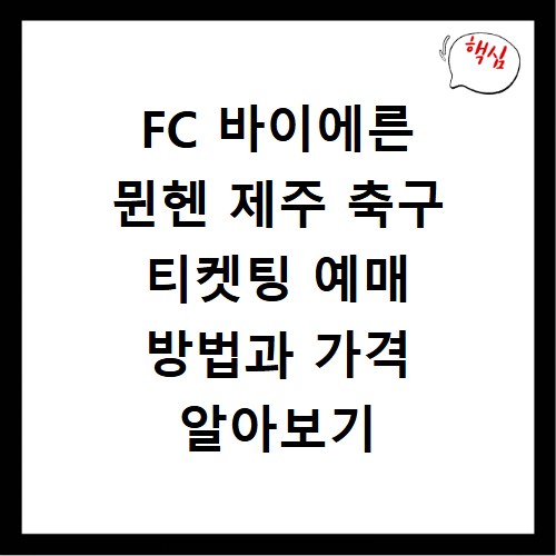 FC 바이에른 뮌헨 제주 축구 티켓팅 예매 방법과 가격 알아보기