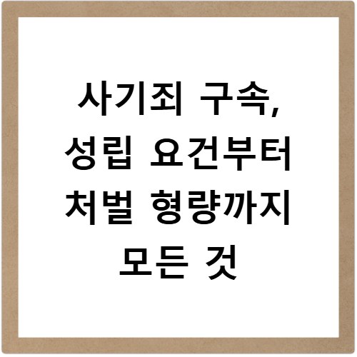 사기죄 구속, 성립 요건부터 처벌 형량까지 모든 것