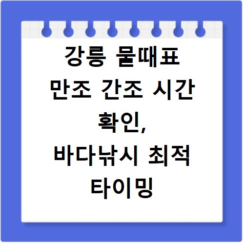 강릉 물때표 만조 간조 시간 확인, 바다낚시 최적 타이밍 잡기