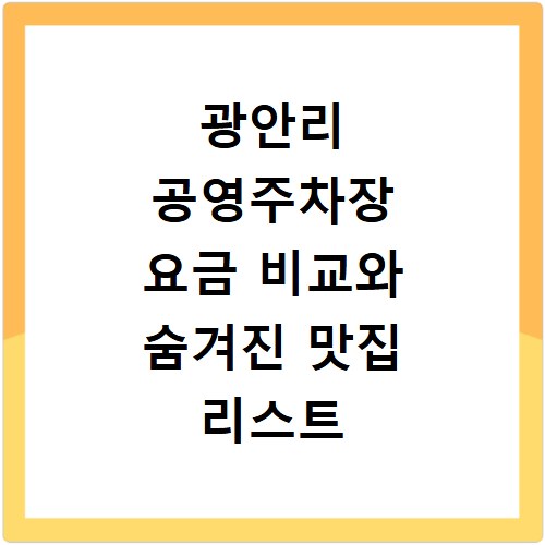 광안리 공영주차장 요금 비교와 숨겨진 맛집 리스트 공개