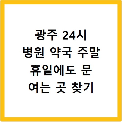 광주 24시 병원 약국 주말 휴일에도 문 여는 곳 찾기