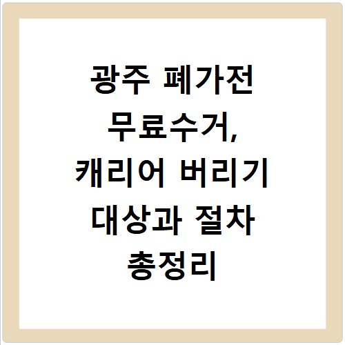 광주 폐가전 무료수거, 캐리어 버리기 대상과 절차 총정리