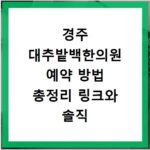 경주 대추밭백한의원 예약 방법 총정리 링크와 솔직 후기