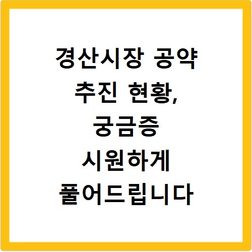 경산시장 공약 추진 현황, 궁금증 시원하게 풀어드립니다