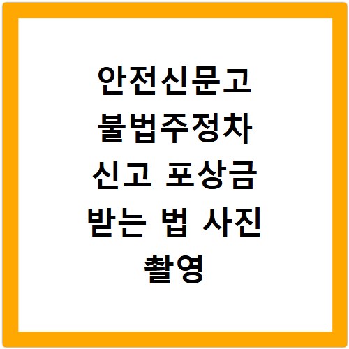 안전신문고 불법주정차 신고 포상금 받는 법 사진 촬영 팁