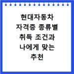 현대자동차 자격증 종류별 취득 조건과 나에게 맞는 추천 정보