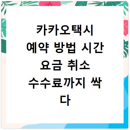 카카오택시 예약 방법 시간 요금 취소 수수료까지 싹 다 알려드려요