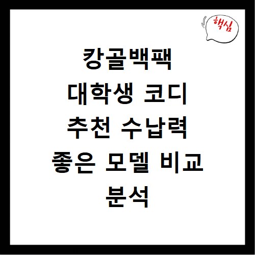 캉골백팩 대학생 코디 추천 수납력 좋은 모델 비교 분석