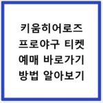 키움히어로즈 프로야구 티켓 예매 바로가기 방법 알아보기