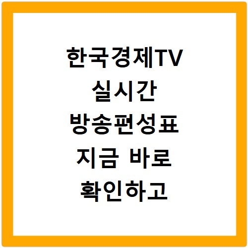 한국경제TV 실시간 방송편성표 지금 바로 확인하고 시청하세요