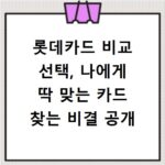롯데카드 비교 선택, 나에게 딱 맞는 카드 찾는 비결 공개