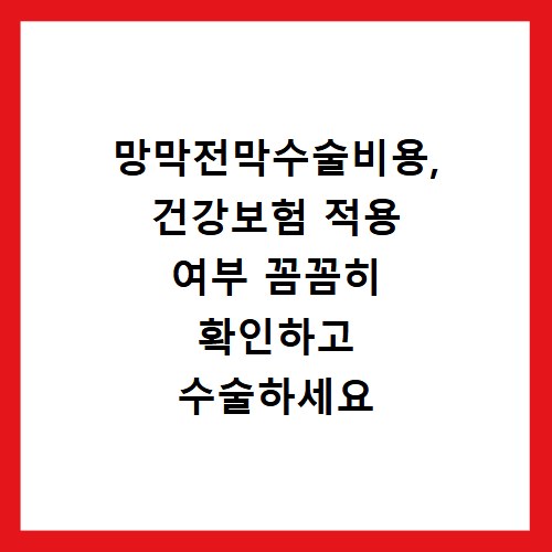 망막전막수술비용, 건강보험 적용 여부 꼼꼼히 확인하고 수술하세요