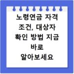 노령연금 자격 조건, 대상자 확인 방법 지금 바로 알아보세요