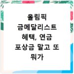 올림픽 금메달리스트 혜택, 연금 포상금 말고 또 뭐가 있을까