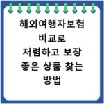 해외여행자보험 비교로 저렴하고 보장 좋은 상품 찾는 방법