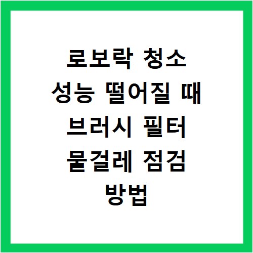 로보락 청소 성능 떨어질 때 브러시 필터 물걸레 점검 방법