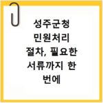 성주군청 민원처리 절차, 필요한 서류까지 한 번에 확인하세요